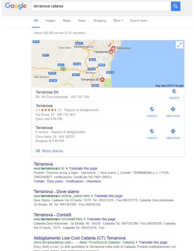 esempio local pack (local SEO)