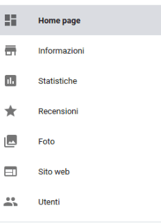menu a tendina di Google My Business, sezione recensioni