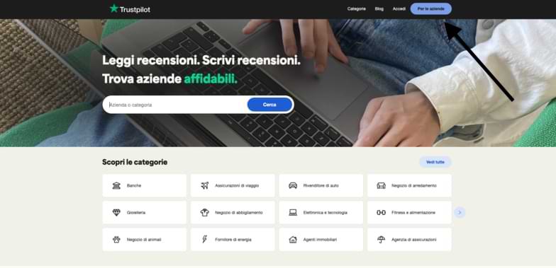 creare un account Trustpilot per le aziende