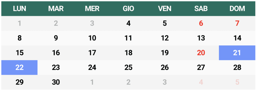 calendario corsi settembre 2025